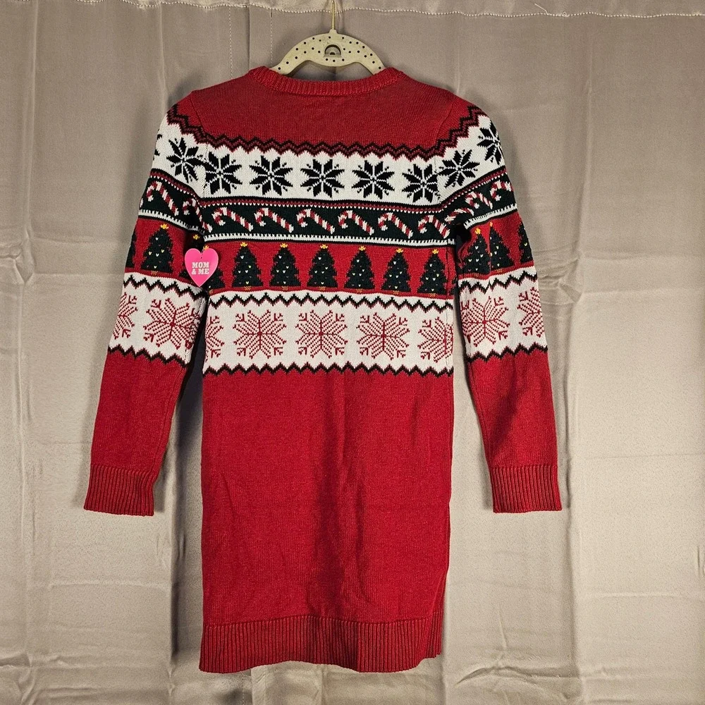 NWT The Children's Place Girls Red Fair Isle Christmas Sweater Dress 7 8‎
